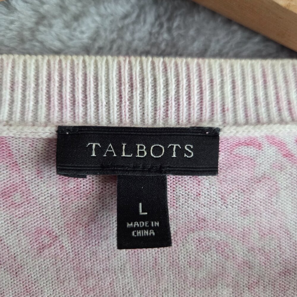 Talbots Pink Paisley Floral Button-Front Cardigan, Size Large - Picture 4 of 7
